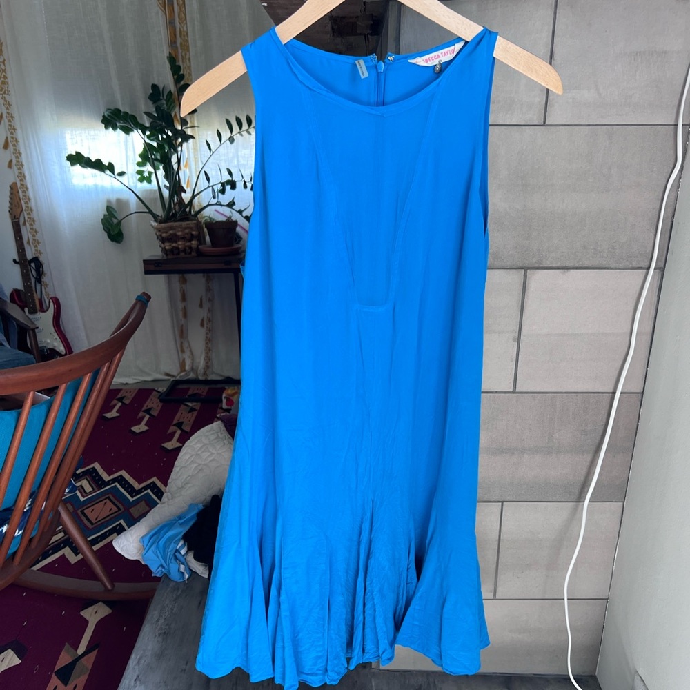 Blue silk dress